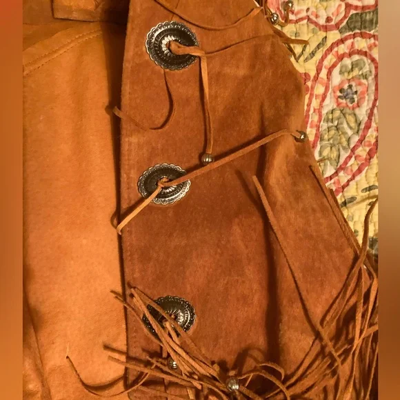 Liz & Parker suede leather fringe western vest M - Picture 4 of 8